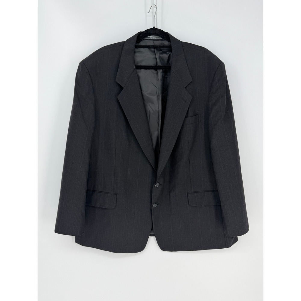 Petrocelli Blazer Mens 52 Charcoal Gray 100% Wool Pinstripe Suit Jacket Office